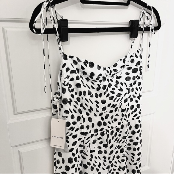 Commense Tie Strap Contrast Print Wide Leg Jumpsuit - Picture 6 of 6